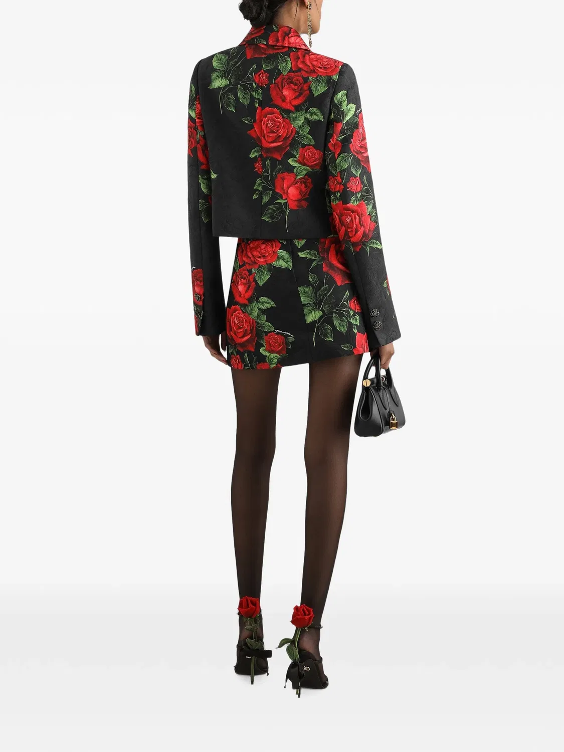 Парчовый жакет с цветочным принтом Dolce & Gabbana, черный — фото 3