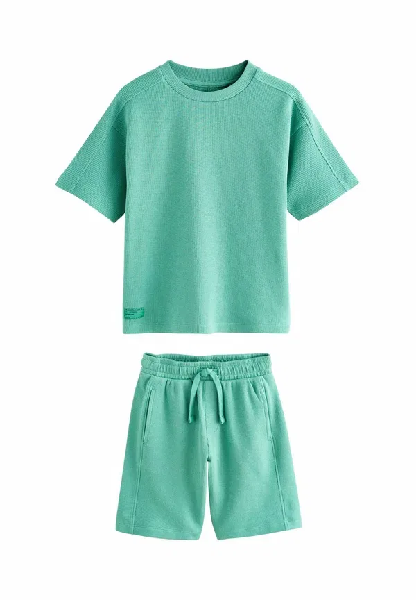 Комплект из футболки и брюк 3 шт, хлопок, Short sleeve and set 3 pack, Next, Light blue/Navy/Green — фото 4