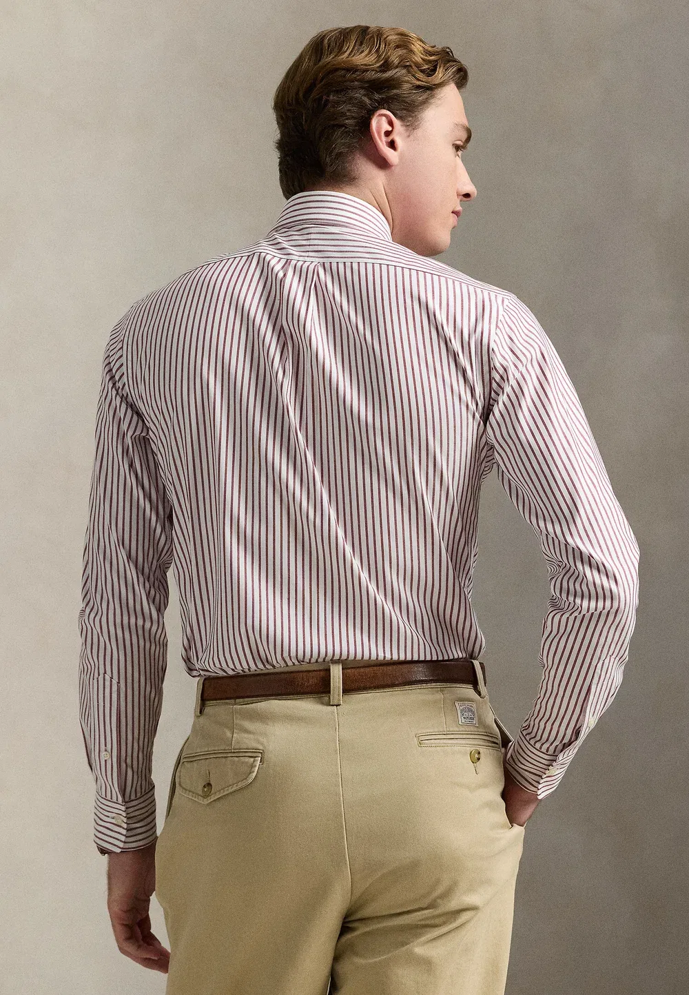 Рубашка-Оксфорд в полоску, сшитая на заказ - рубашка Polo Ralph Lauren, Merlot/Wine — фото 3