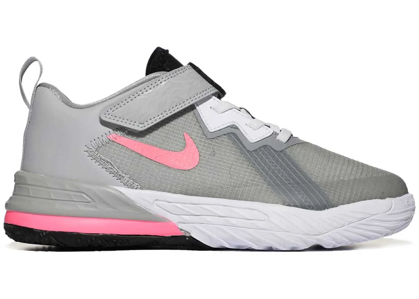 Детские кроссовки для мальчиков спортивные Nike LeBron 18 Low, Light Smoke Grey/Black/White/Sunset Pulse