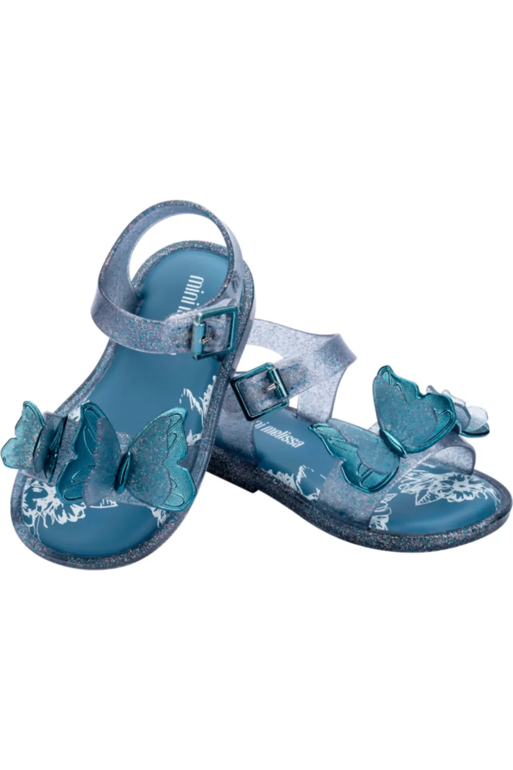 Сандалии детские с бабочками Fly III Mini Melissa, Glitter Blue — фото 4