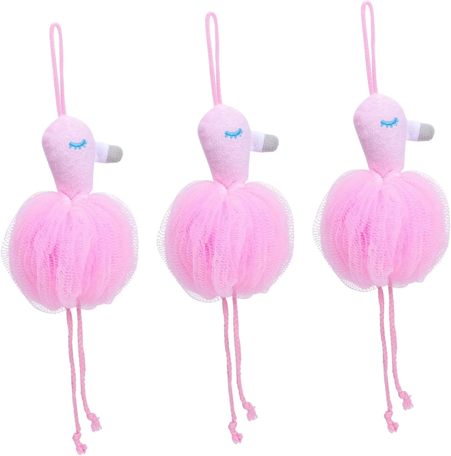 Набор мочалок для душа Flamingo, 3 шт, Happyyami, розовый