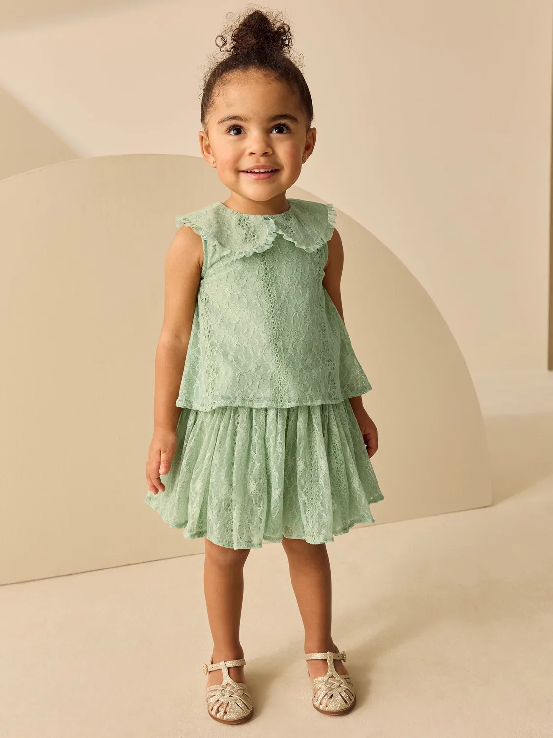Комплект кружевной топ и юбка, кружевной, Mint Lace Top & Skirt Set Next, мятный — фото 2