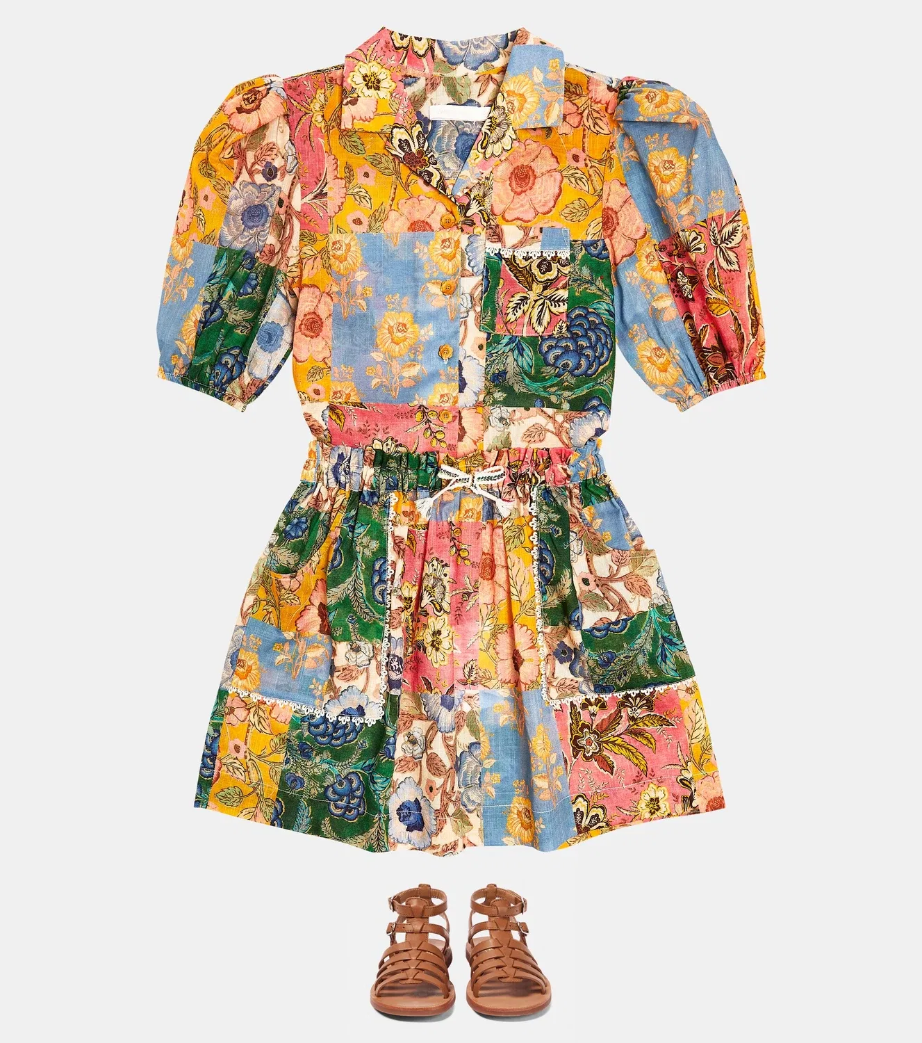 Блузка с объемными рукавами Patch Floral Zimmermann Kids, мультиколор — фото 2