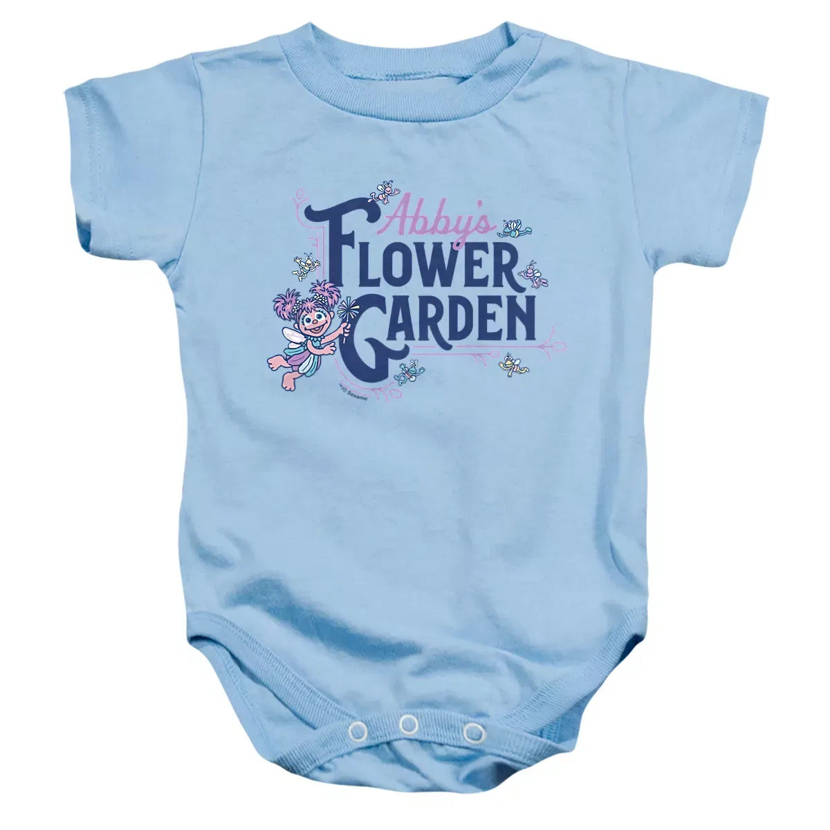 Детский боди-комбинезон с коротким рукавом Sesame Street Abby's Flower Garden, Light Blue