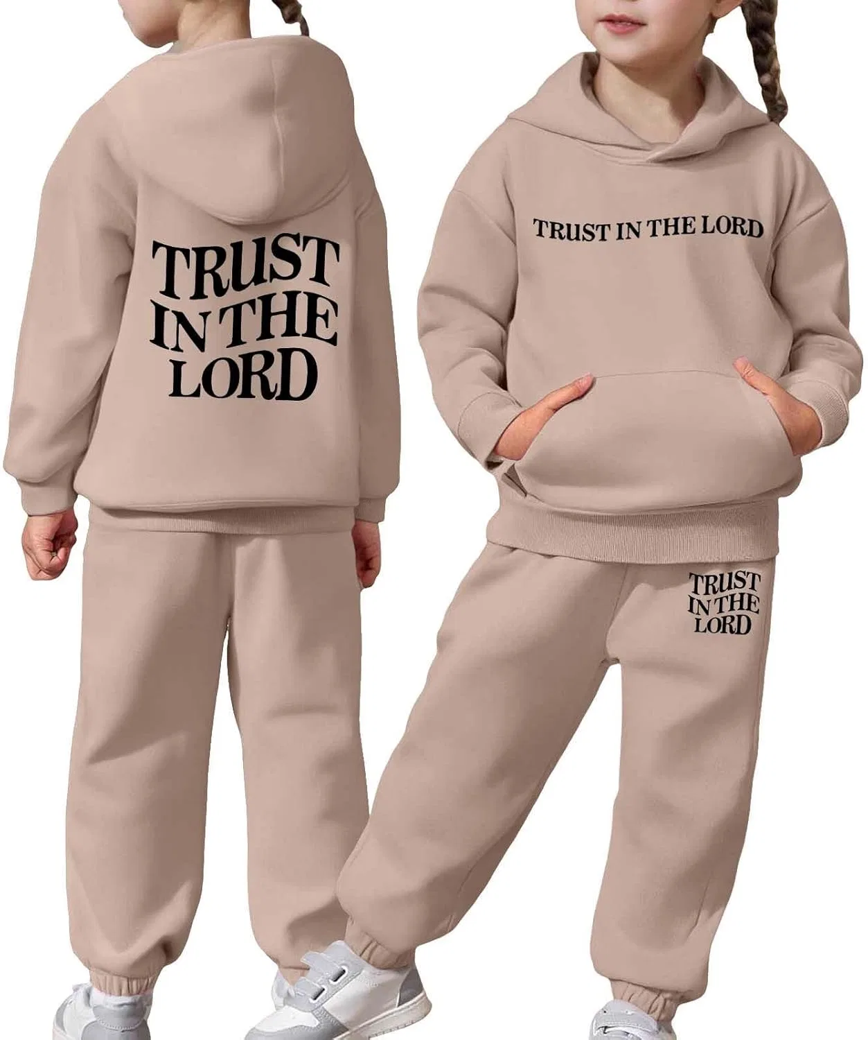 Детский спортивный костюм с принтом Trust in the Lord Jesus, 2 предмета, хаки