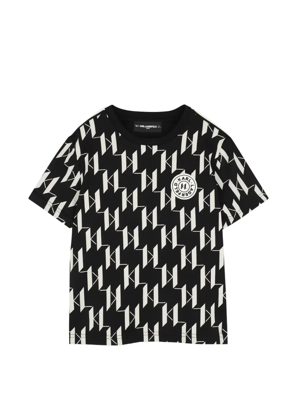 Футболка с монограммой и нашивкой-логотипом Karl Lagerfeld Kids, черный