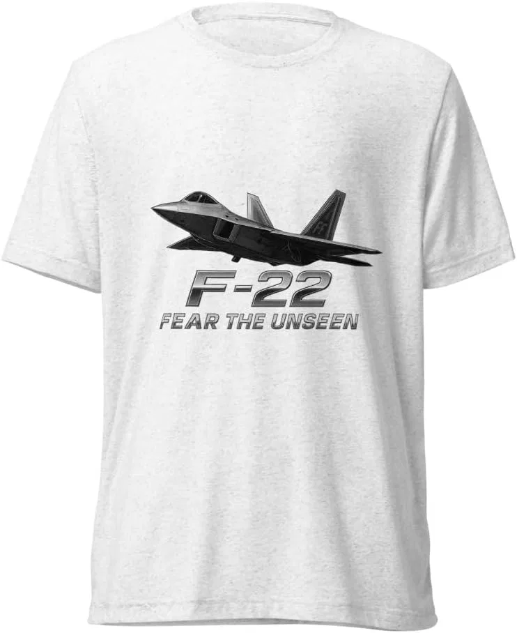 Мужская футболка с принтом F-22 Raptor Tri-blend, Solid White Triblend