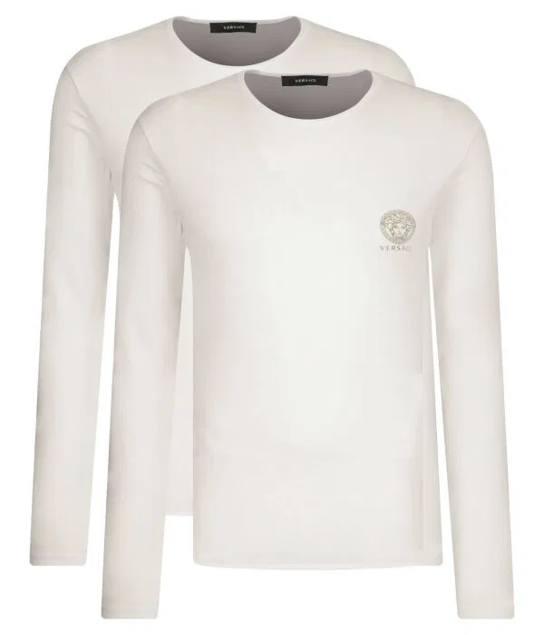 Мужской комплект лонгсливов Longsleeve 2-Pack Slim Fit Versace, белый