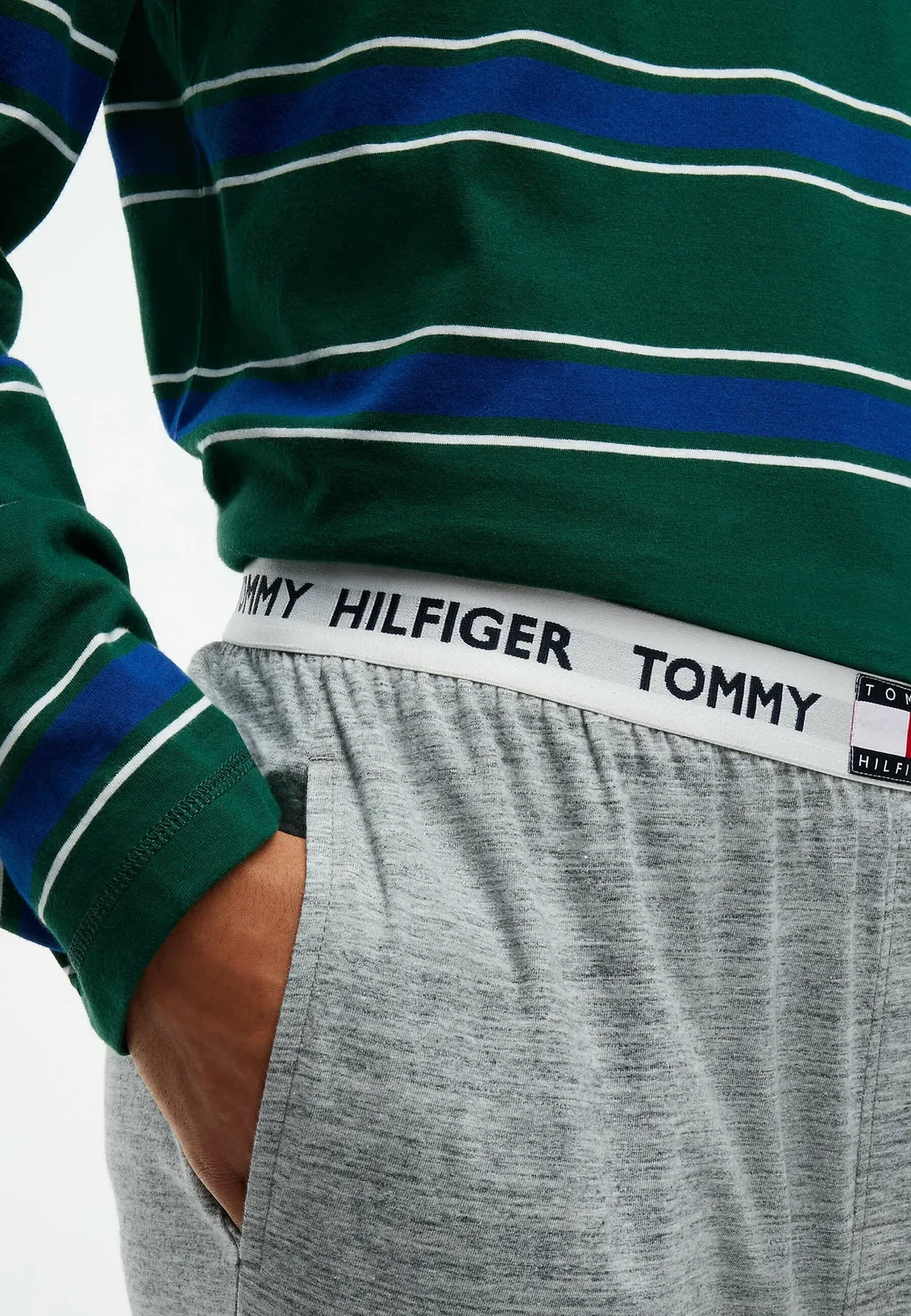 Пижамный комплект для регби Ls - th heritage sleep - пижама Tommy Hilfiger, Green Yd Stripe Mid Grey — фото 4