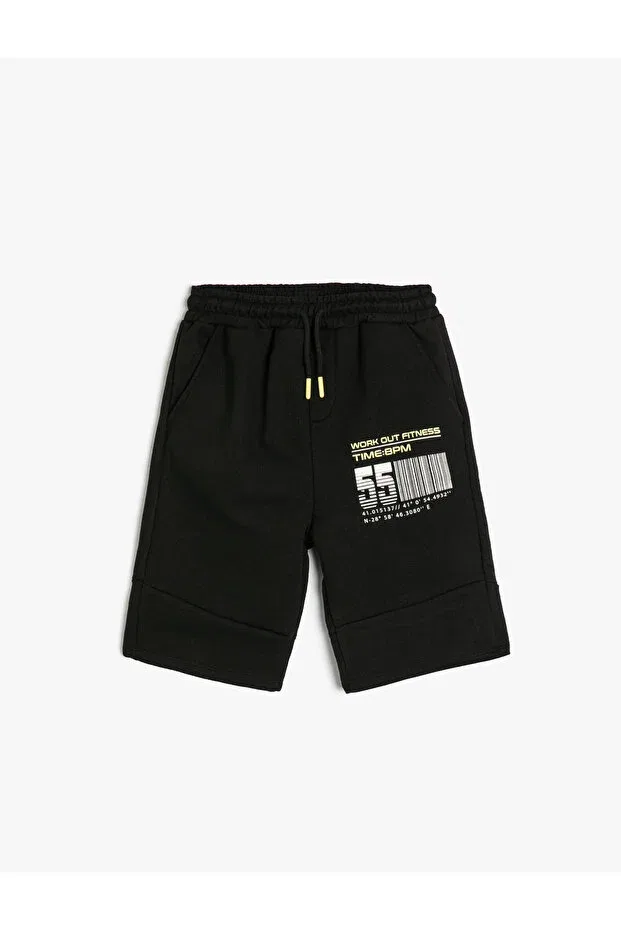 Детские шорты для мальчиков с принтом Basketball printed shorts with pockets and tie waist Koton, Black