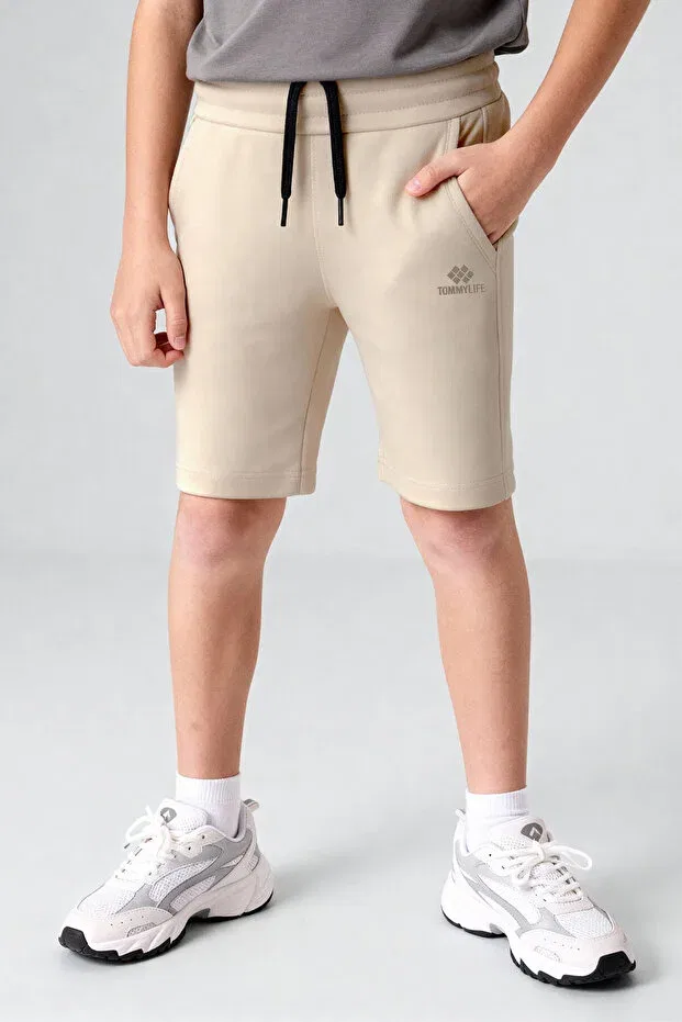 Детские шорты для мальчиков с принтом 2-pack Standard fit basic 2-pack black-beige Tommy Life, Black-Beige — фото 3