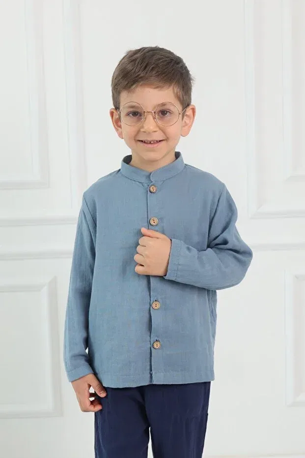 Детская рубашка с длинным рукавом Cuckoo Cotton, Blue