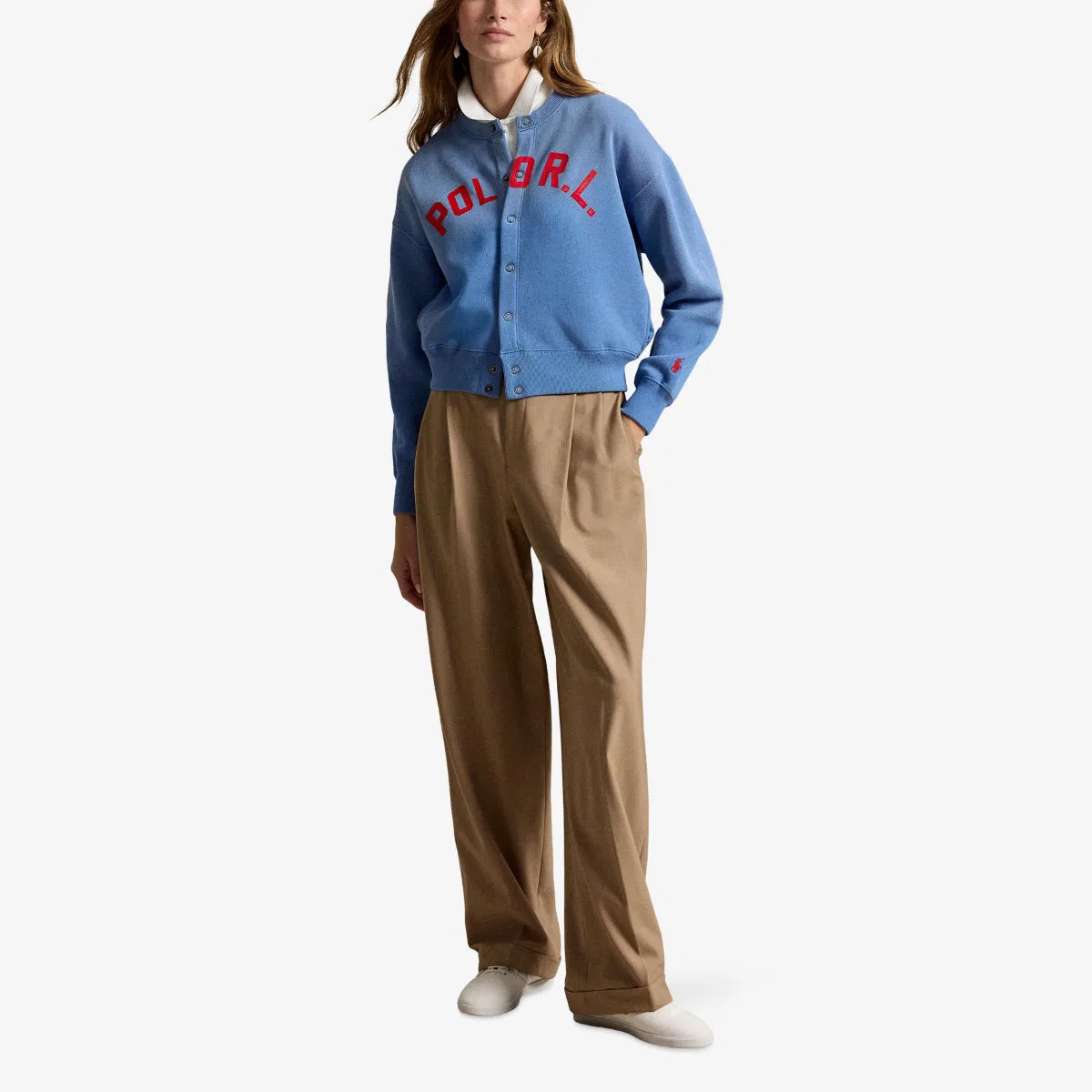 Фирменный хлопковый кардиган с круглым вырезом Polo Ralph Lauren, синий — фото 2
