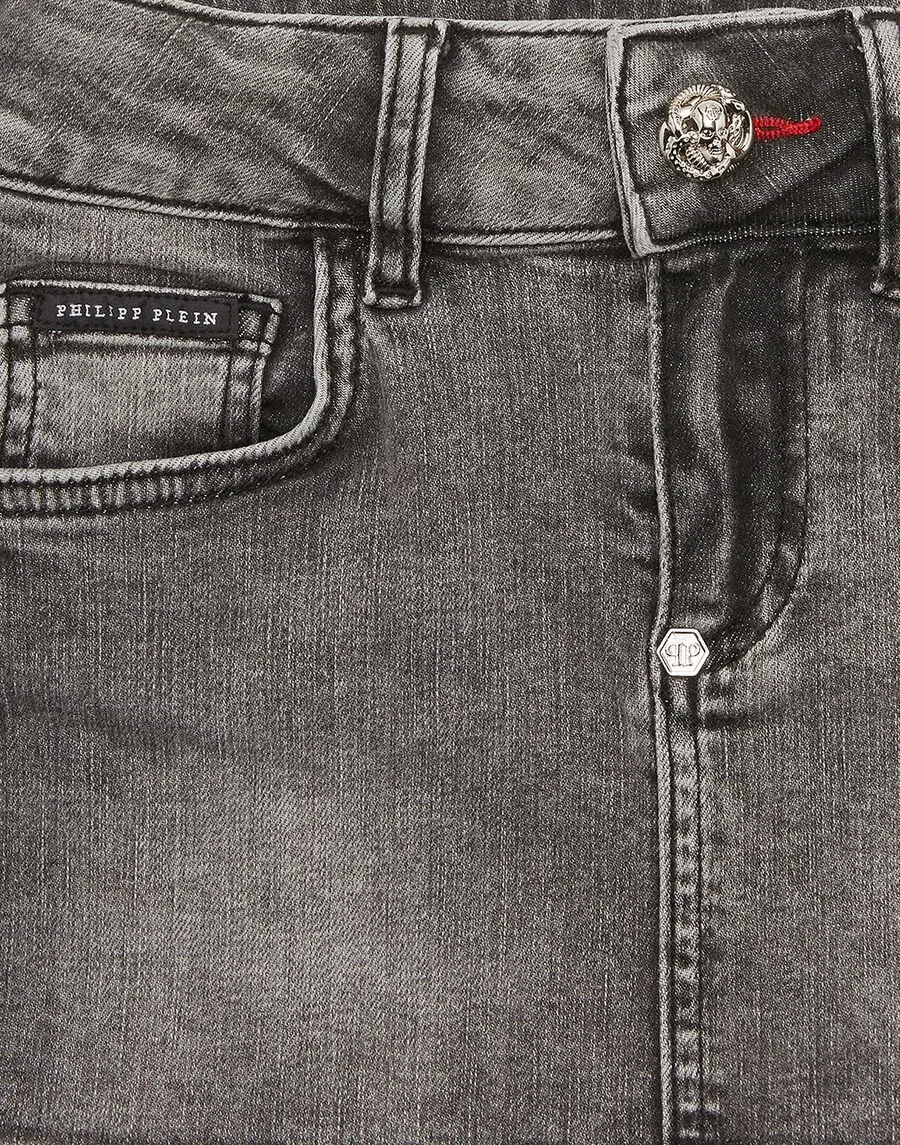 Юбка Philipp Plein из серого денима — фото 3