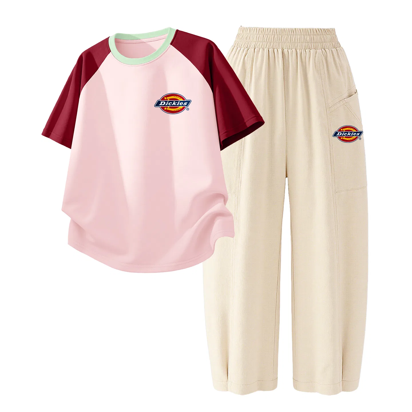 Детский спортивный комплект с принтом Dickies, Standard K Red Pink+Silicone Standard K Beige Apricot