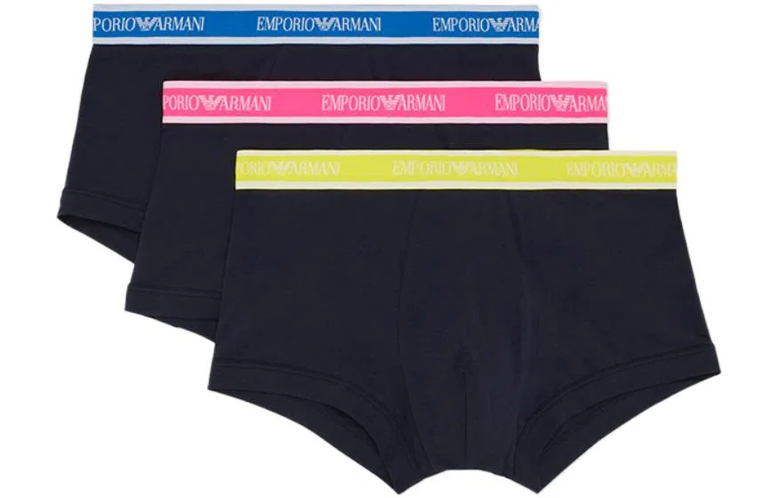 Мужские боксеры-слипы, комплект из 3 штук, EMPORIO ARMANI, Blue/Pink/Yellow