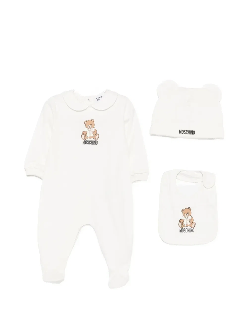 Комплект для новорожденных с плюшевым мишкой Moschino Kids, белый