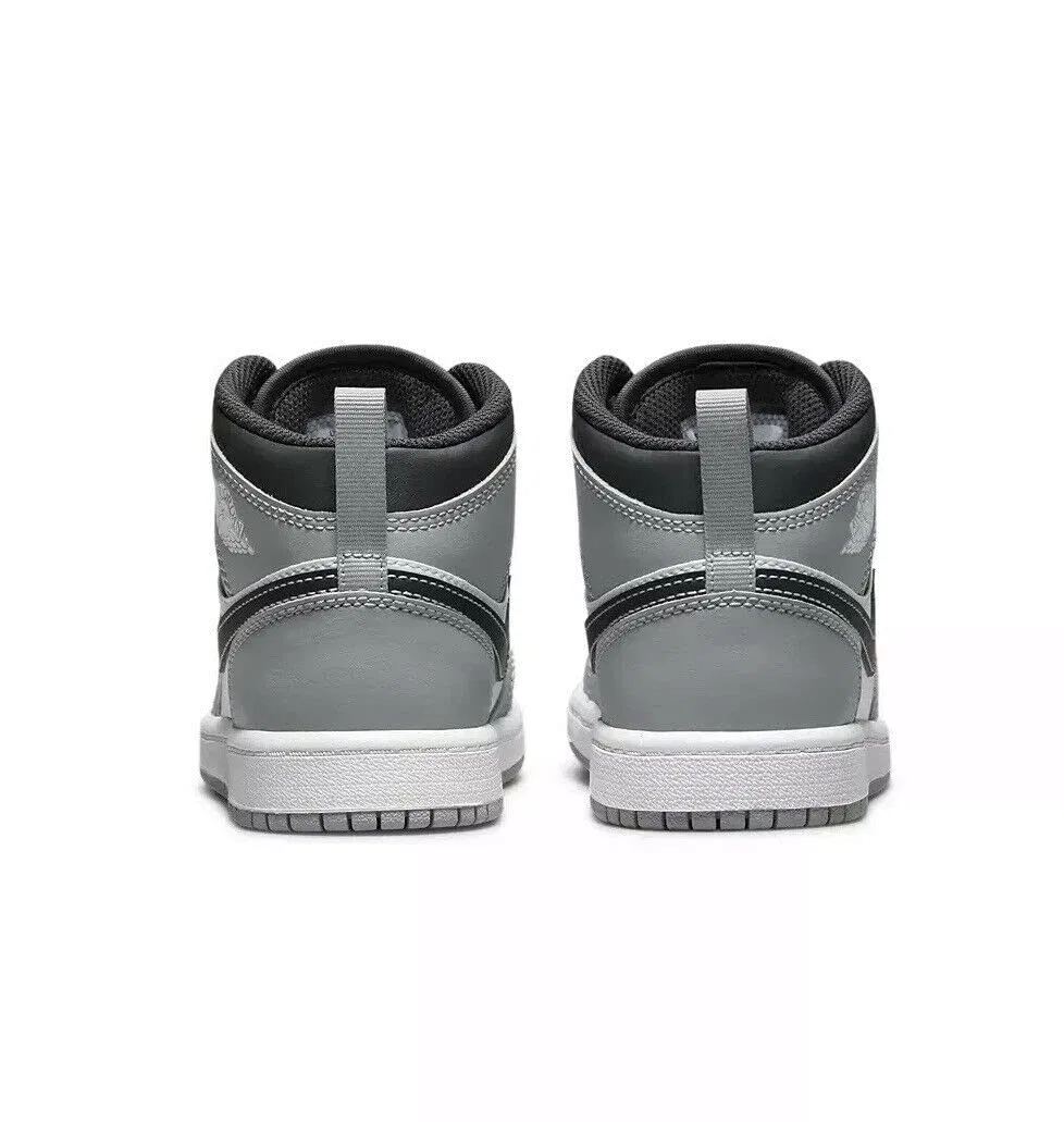 Детские кроссовки для мальчиков высокие Air Jordan 1 NIKE, Lt Smoke Grey White Anthracite — фото 4
