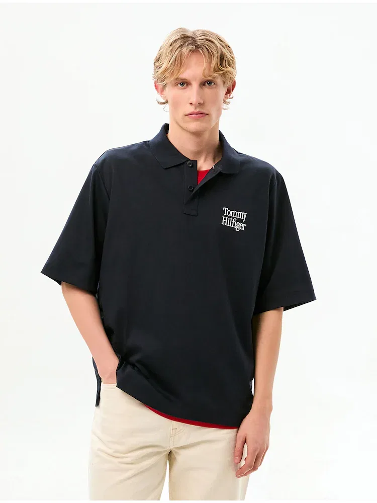 Футболка поло с графическим принтом TOMMY HILFIGER, Navy