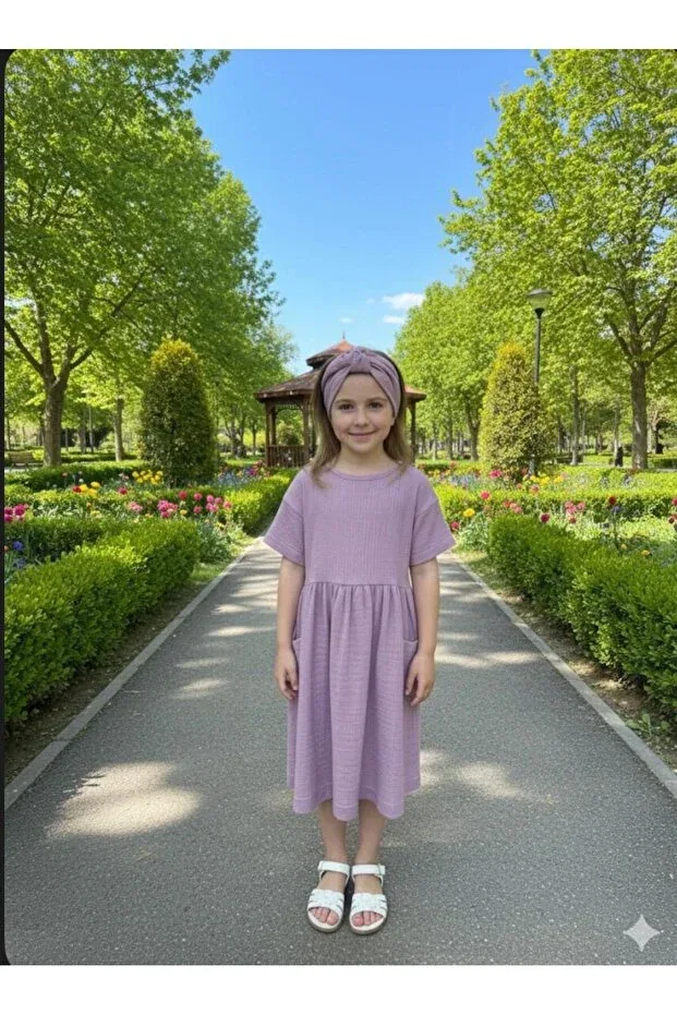 Детское платье для девочек хлопковое Zelhankids, Purple — фото 2