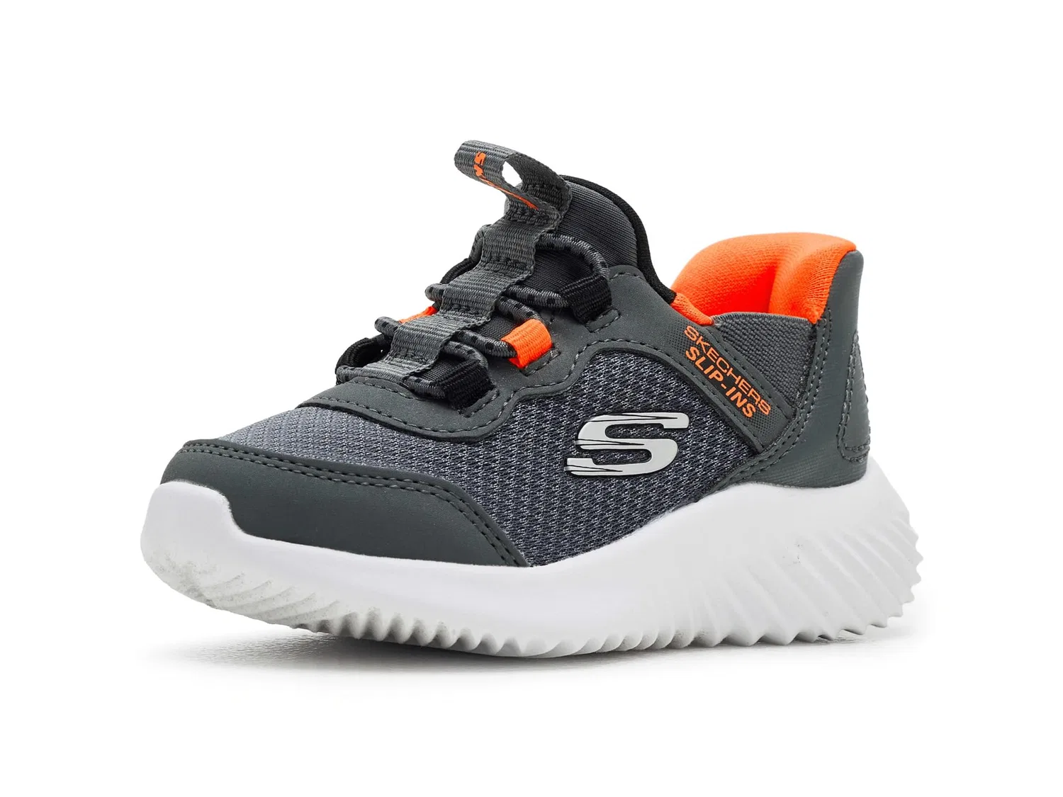 Детские кроссовки для мальчиков с принтом Bounder - Brisk-burst Skechers, Anthracite Orange