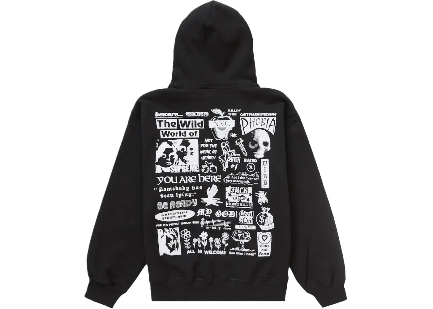 Мужская худи с вышивкой Supreme, Черный