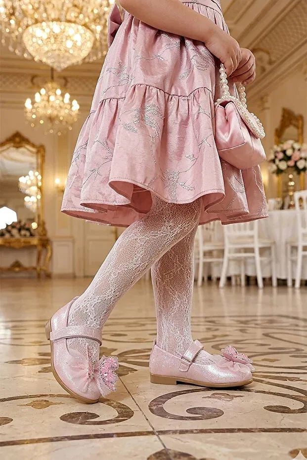 Детские балетки для девочек с принтом Fly Velcro Butterfly Accessory Kiko Kids, Pink — фото 3