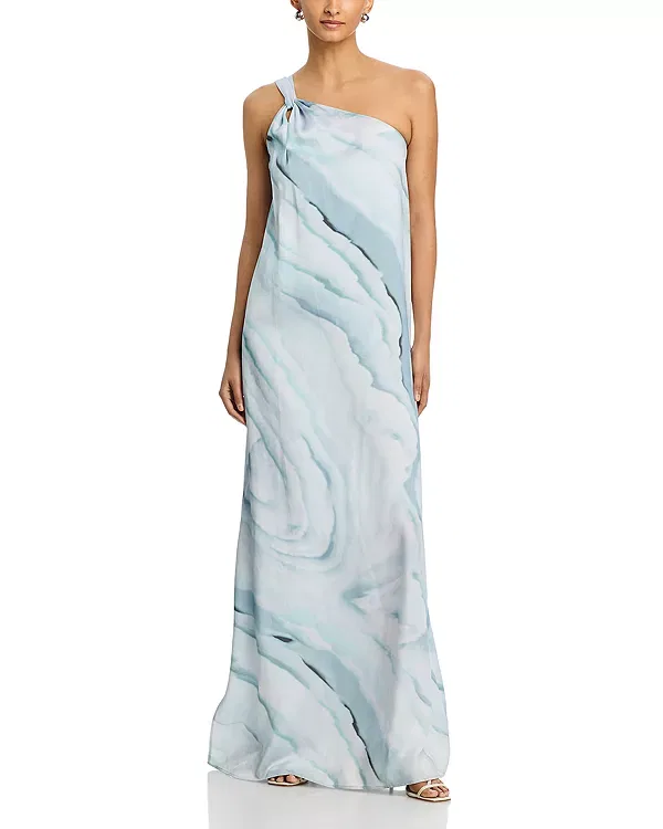 Женское платье на одно плечо с принтом Dantea Boss, Pale Lagoon Ocean Tide Print