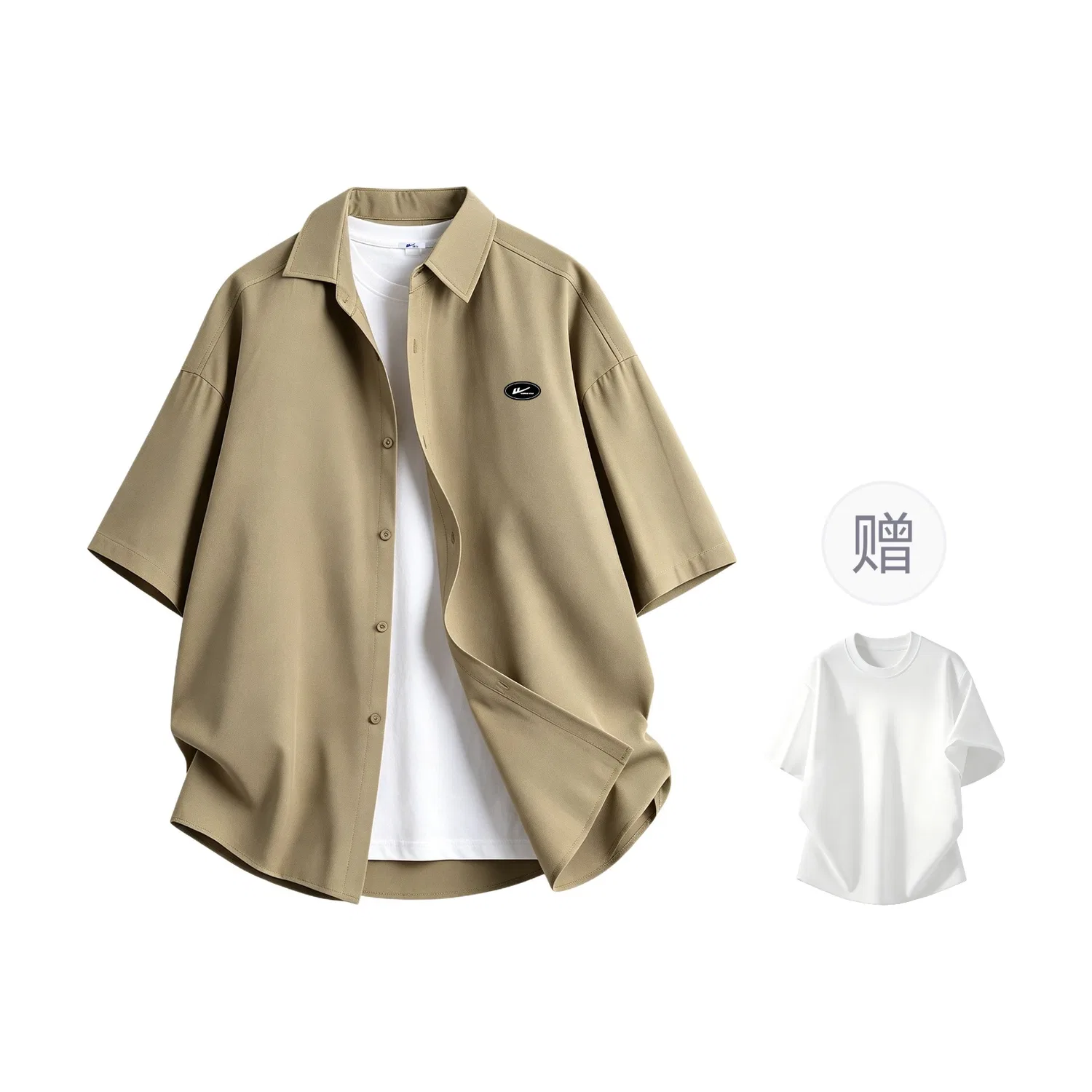 Детская рубашка с воротником и нашивкой Khaki WARRIOR