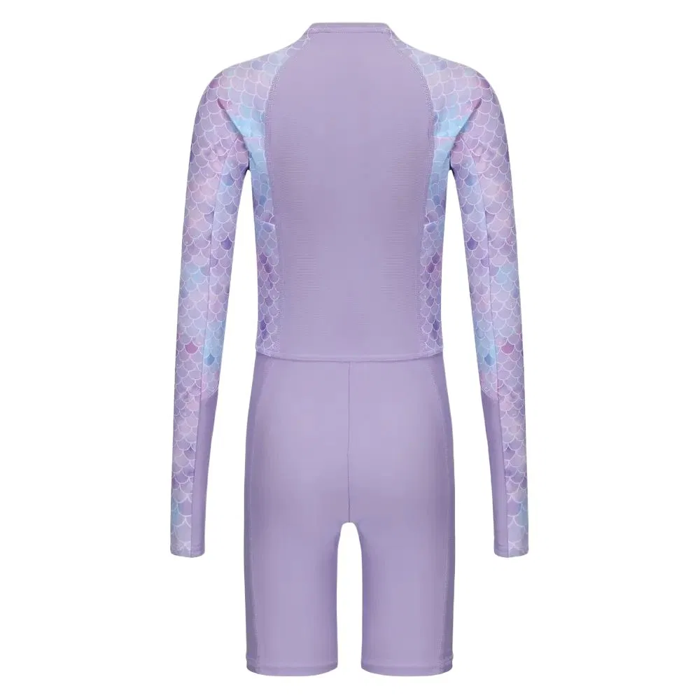 Детский купальник для девочек с принтом русалки OLAIAN SUZY MARMAID PURPLE DECATHLON, Lavender/Light Pink Purple/Ice Blue — фото 2