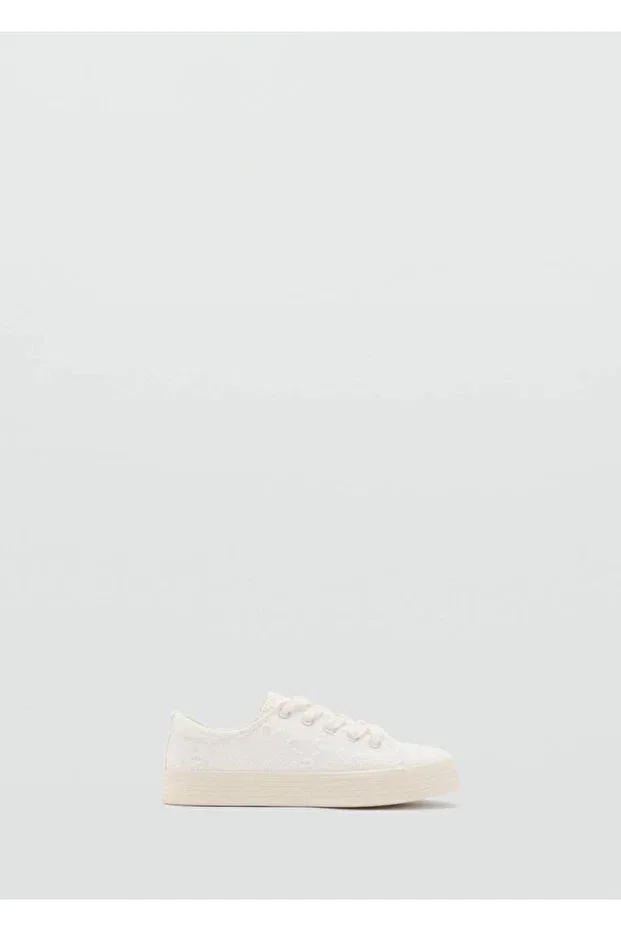 Детские кроссовки для девочек с вышивкой Mango Kids, White — фото 2
