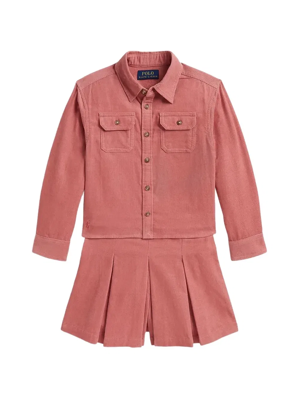 Комплект вельветовых плиссированных шорт (из двух предметов) POLO RALPH LAUREN KIDS, розовый
