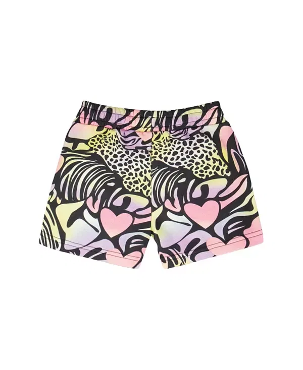 Детские шорты для девочек с принтом Deux Par Deux, Black With Multicolored Print — фото 2