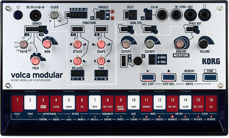 

Модульный полумодульный синтезатор Korg Volca с секвенсором VOLCAMODULAR