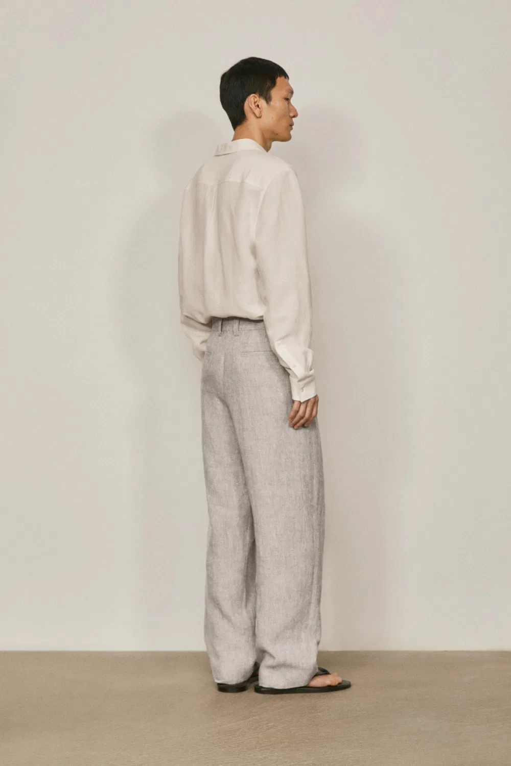 Льняные брюки Total Look - лимитированная серия Massimo Dutti, серый — фото 3