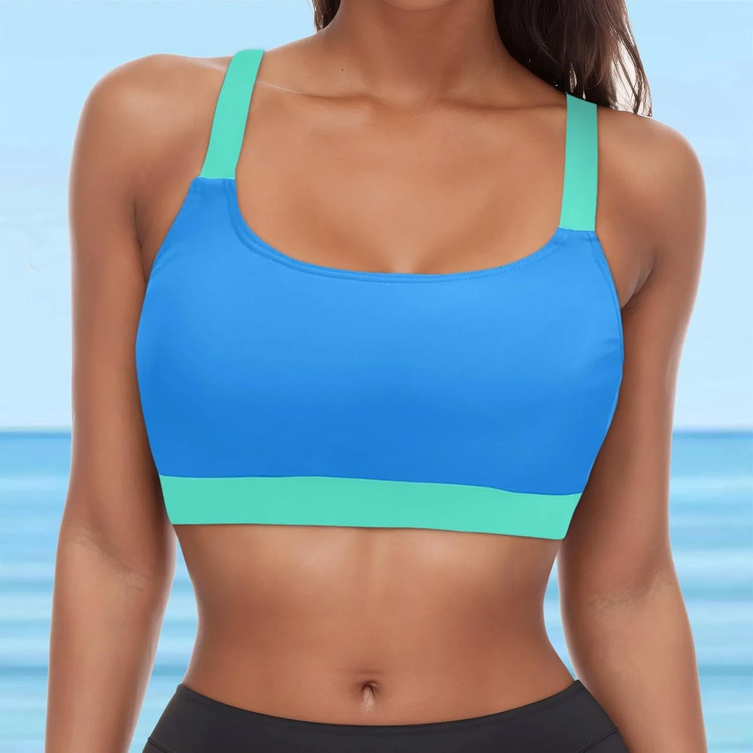 Женский танкини топ с twist-front и поролоновыми чашками, Sky Blue — фото 2
