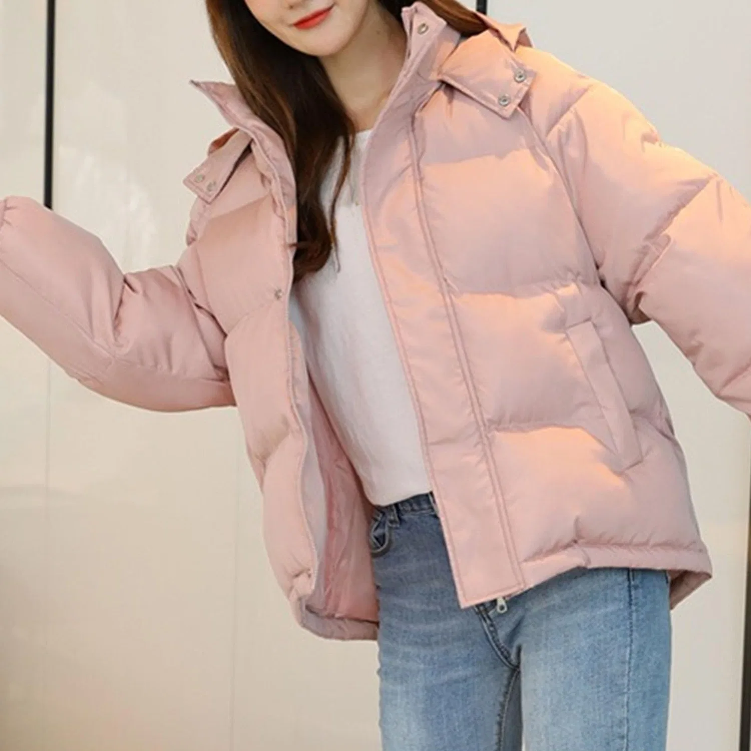 Женская куртка с принтом Women Short Padded Jacket, pink — фото 2