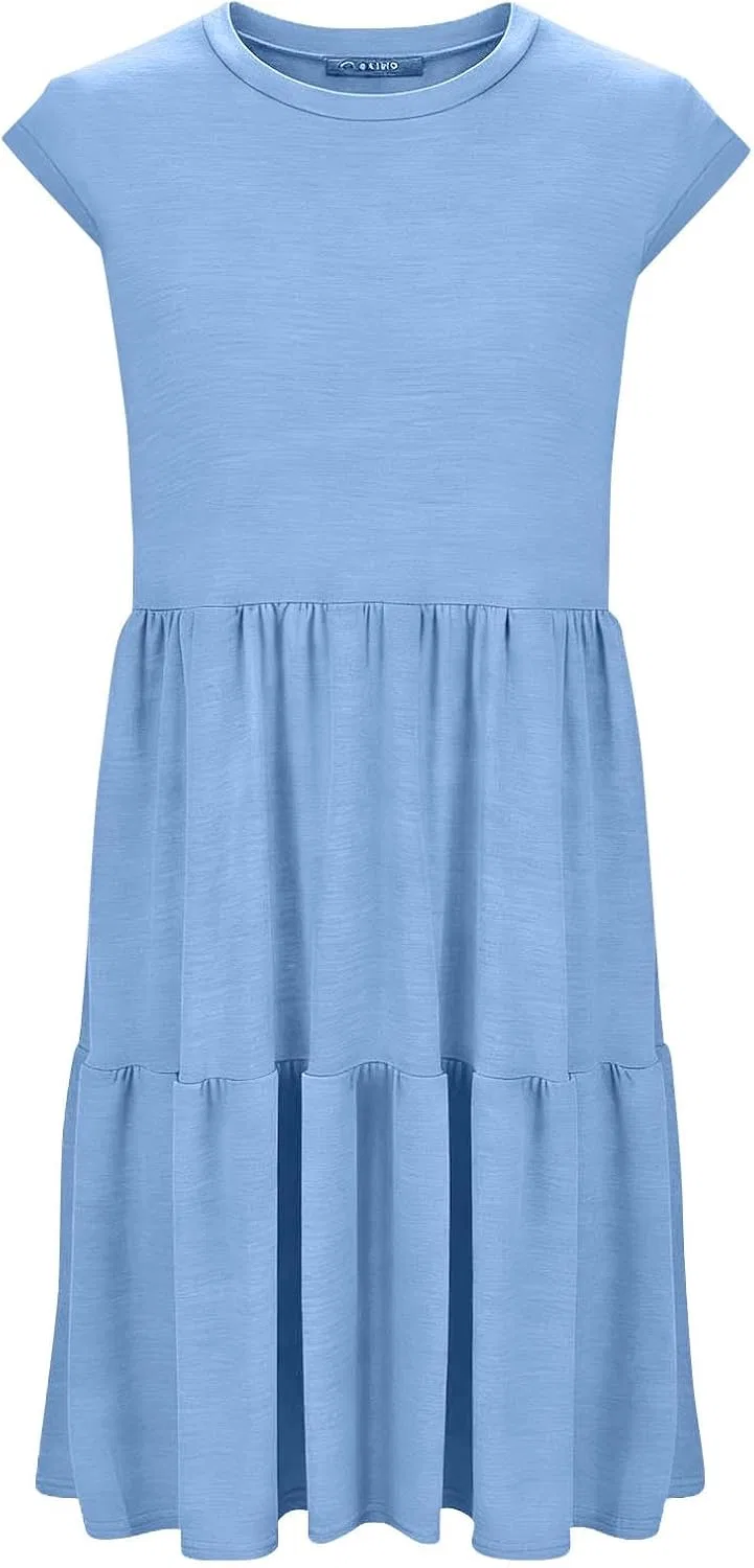Женское повседневное платье с воланами миди Generic, Light Blue — фото 4