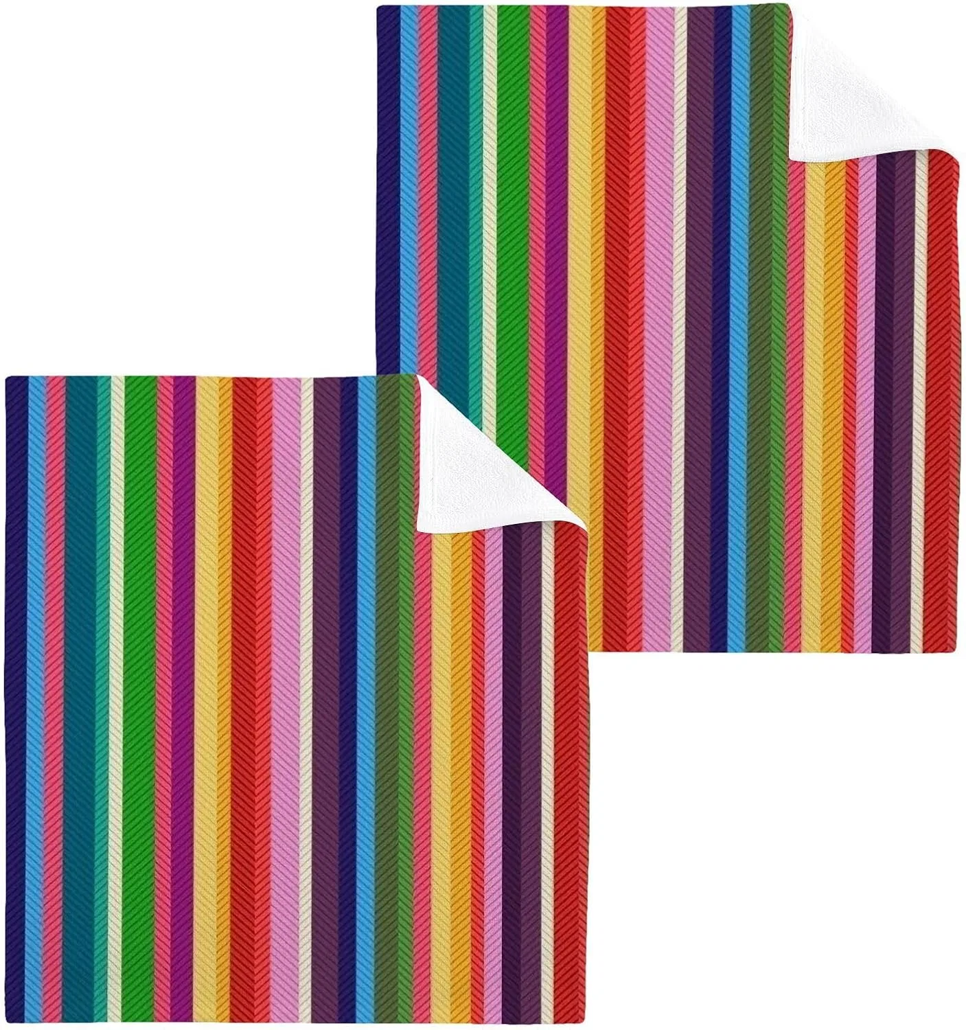 Полотенца для лица Cotton Washcloths ISAOA, набор 2 шт, 30x30 см, Rainbow