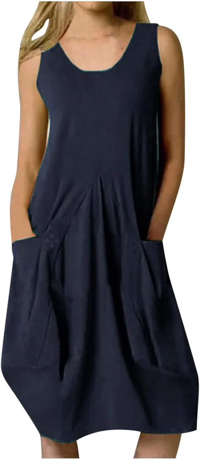 Женское мини-платье с карманами Linen Tunic, Navy