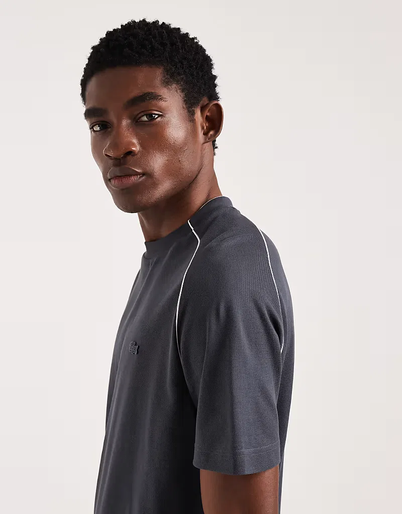 Футболка Lacoste с отделкой окантовкой серого — фото 4