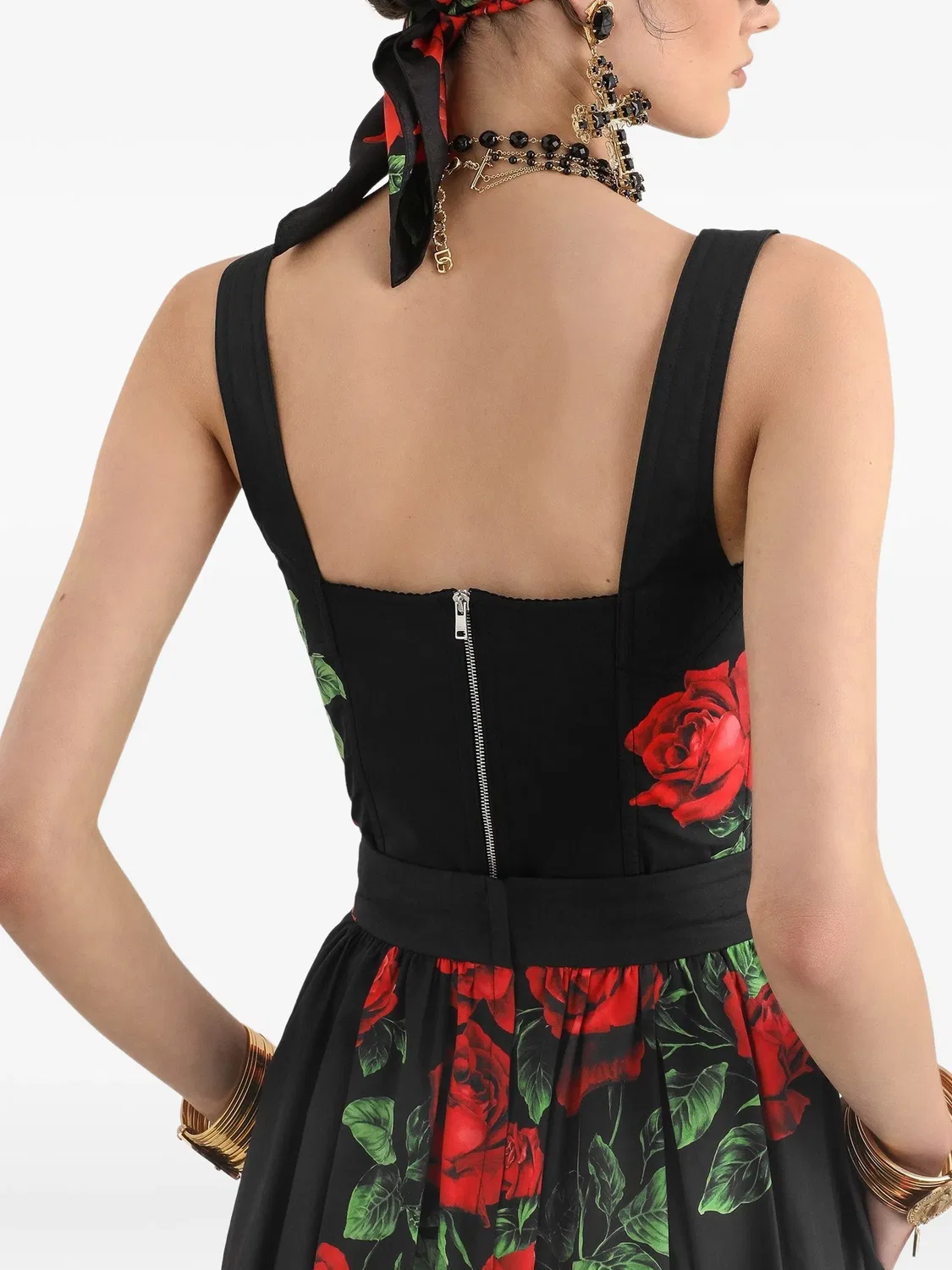 Поплиновый топ с цветочным принтом Dolce & Gabbana, черный — фото 4