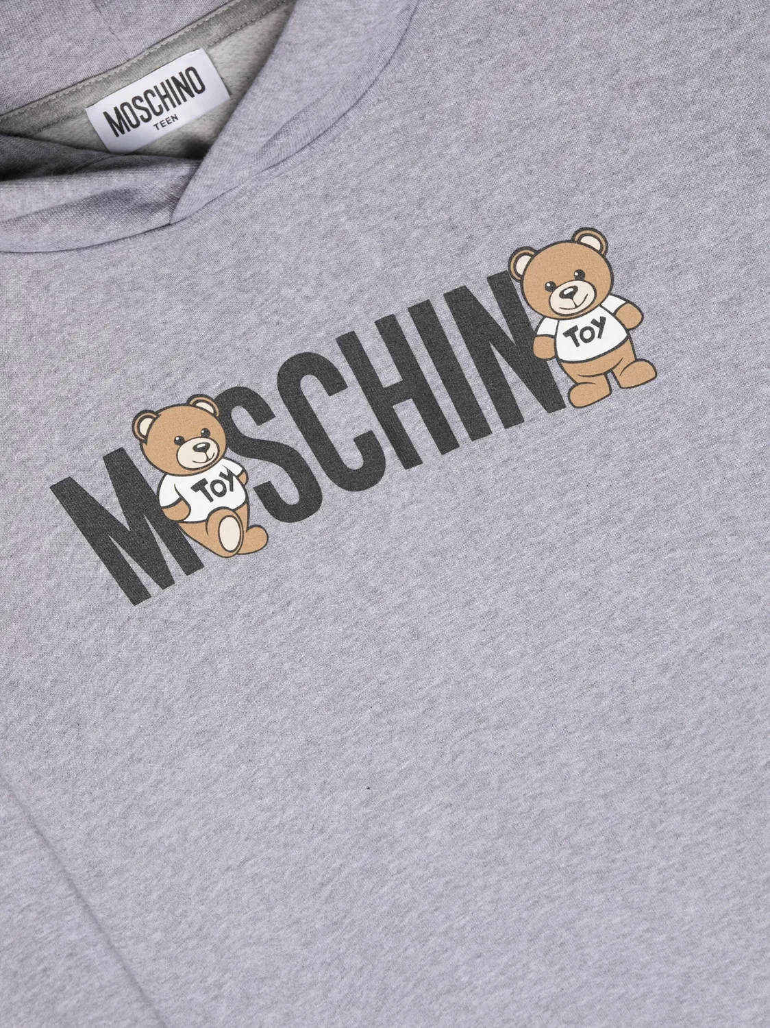 Худи с логотипом из хлопка Moschino, серый — фото 3