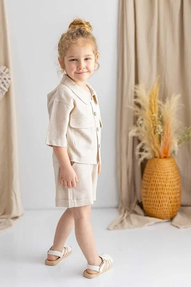 Детские шорты для мальчиков льняные Oliven The Kid, Beige