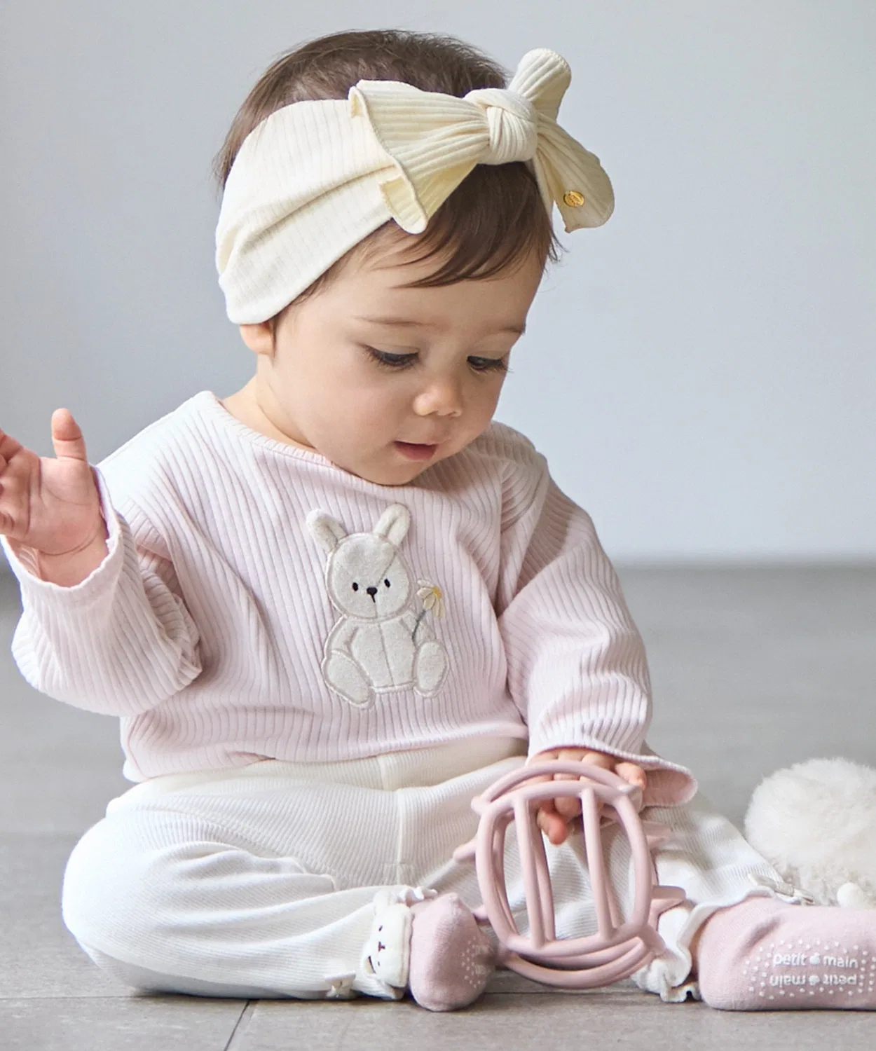 Детский комбинезон-боди с аппликацией Animal Romper petit main, Pink — фото 4