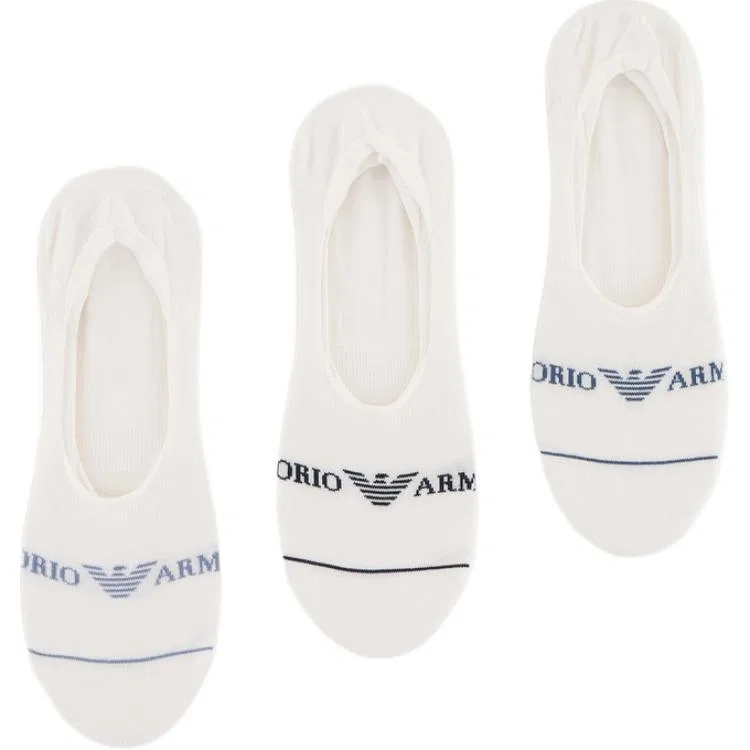 Мужские носки-невидимки, комплект из 3 пар, White, EMPORIO ARMANI