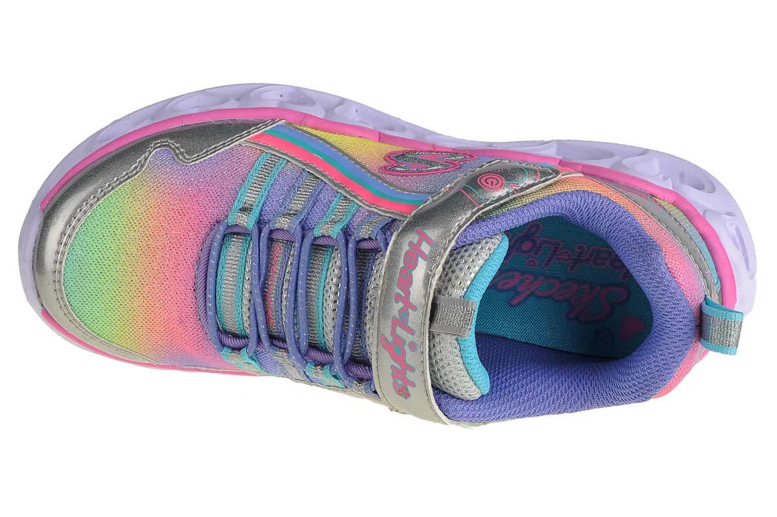 Детские кроссовки для девочек с подсветкой Heart Lights-Rainbow Lux Skechers, Grau Rosa Hellblau — фото 3