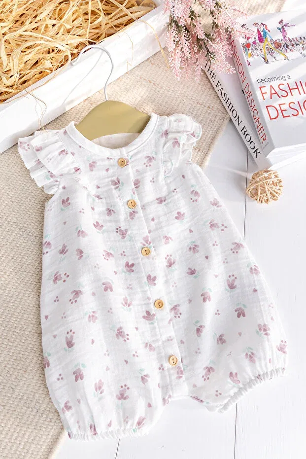 Детский комбинезон для девочек с цветочным принтом Babymod, White