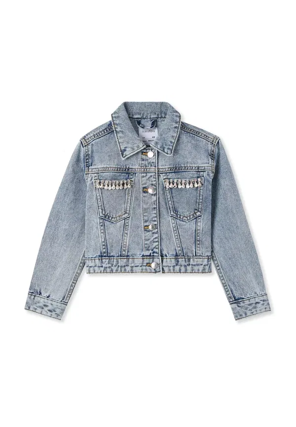 Джинсовая куртка со стразами Con applicazioni Terranova Denim Medio, синий — фото 4